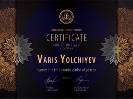 Azərbaycan yazıçısı Varisə “Sülh səfiri” titulu verilib